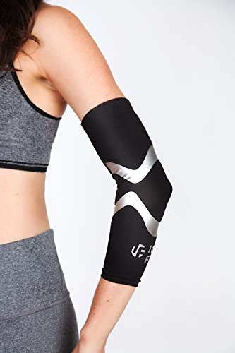 Ionfit Compression Sleeve Arm/Ellenbogenbandage, von Detlef Soost empfohlen, Anti-Geruch, Anti-bakteriell, Gr. L, Schwarz