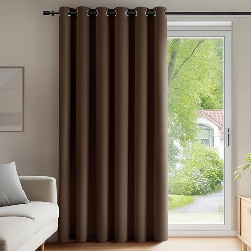 Deconovo Gardinen Schlafzimmer Blickdicht Thermovorhang mit Ösen Braun | 1 Stück, H270 x B200 cm, Verdunkelungsvorhang Hitzeschutz, Sichtschutz für Wohnzimmer, Blackout Curtain, UV-Schutz, Vorhänge
