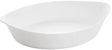 Luminarc - Plat ovale Blanc Smart Cuisine Carine 250°C - Plat à Four en Verre Innovant - Léger et Extra-Résistant - Nettoyage Facile - Fabrication en France - Dimensions 25x15 cm