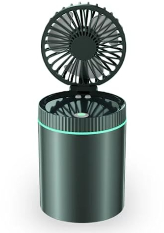 Tragbarer Mini-Luftbefeuchter, leiser USB-Ventilator, mit Akku, wiederaufladbar, Tischventilator mit Licht, 3 Geschwindigkeitsstufen, verstellbarer Winkel, 5-in-1, kleine Klimaanlage (grün)