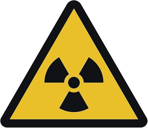 Segnale di avvertimento di sostanze radioattive o raggi ionizzanti cartello in plastica Ø 10 cm a norma ISO 7010, ASR A1.3 (resistente alle intemperie)