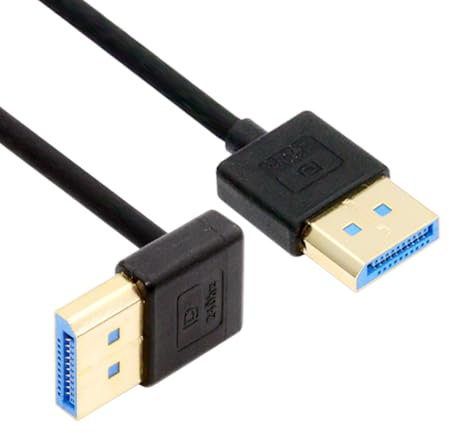 NFHK Ultrafine Up Angled DisplayPort 1.4 DP to DP Cable 8K 60hz Cable Ultra-HD UHD 4K 144hz 90 Degree for Desktop Laptop Monitor 100cm
