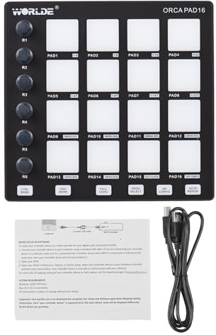 Pad Controller MIDI, 48 Pad Batteria Retroilluminati, 18 Manopole Assegnabili, Alimentazione USB, per Produzione Musicale