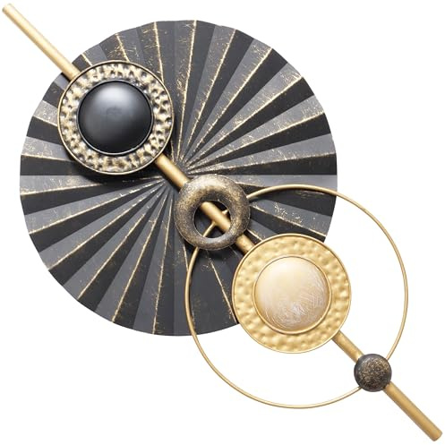 WHW Whole House Worlds Modernist Home abstrakte Wandskulptur, kosmischer Burst, geometrisch, handgeschweißtes Eisen, lackiert, tonales Grau mit goldenen Akzenten, Used-Look, 75 cm,