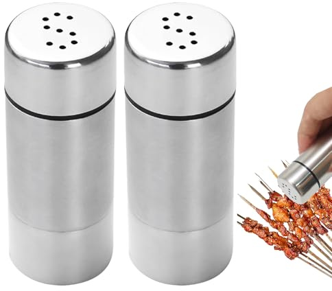 2-teilig Salzstreuer klein,Salz und Pfefferstreuer klein Edelstahl Gewürzstreuer,Mini Salzstreuer Pfefferstreuer-Set,Pepper Gewürzstreuer,Camping Gewürzdose Reisesalzstreuer Set