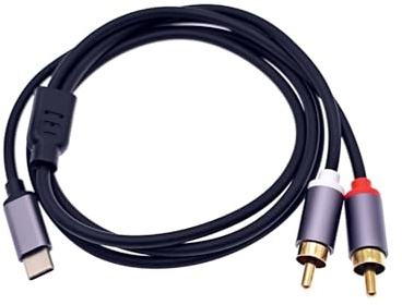 JZK 1 m USB C vers 2 RCA audio câble, adaptateur audio AUX type C vers RCA pour iPhone 15 pour Huawei pour Xiaomi Galaxy S24 S23 Ultra S22 S21 S20 amplificateur haut-parleur autoradio