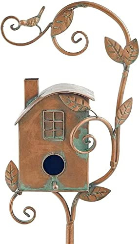 Birdhouse Garden Stakes Bird Houses, For Courtyard Backyard Patio Outdoor Decoration,For Outside, Birdhouse Garden Stakes, Metal Bird House Stand With Pole For Hummingbirds