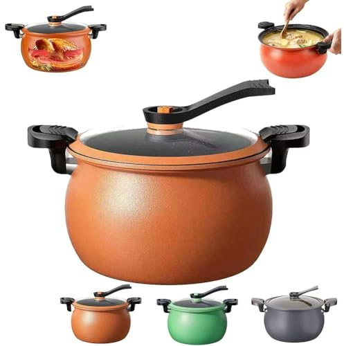 Pentola a pressione antiaderente multifunzionale di grande capacità, pentola a pressione grande da 8 litri, coperchio in vetro trasparente, manico antiscottatura per fornelli a induzione, stufe a gas