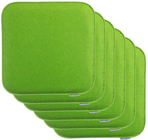 Brandsseller 6er Set Sitzkissen aus Filz 35x35x2 cm – Robuste Stuhlauflagen für innen und außen, eckiges Sitzpolster, strapazierfähiges Kissen für Stühle - Grün