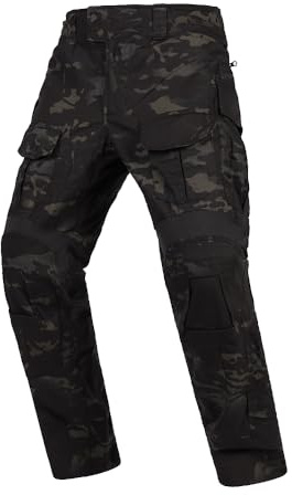 EMERSONGEAR Gen3 Paintball byxor med knäskydd, stridsbyxor armé Airsoft Combat BDU byxor, Multi-camo svart, L