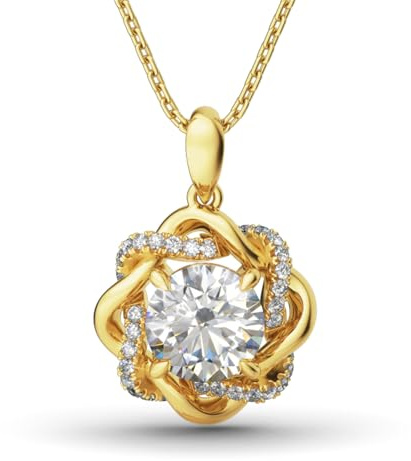 Jeulia Roségold Damen-Kette 925 Sterlingsilber Knoten der Liebe Anhänger Halskette Schmuck Geschenk für Damen (Gelb)