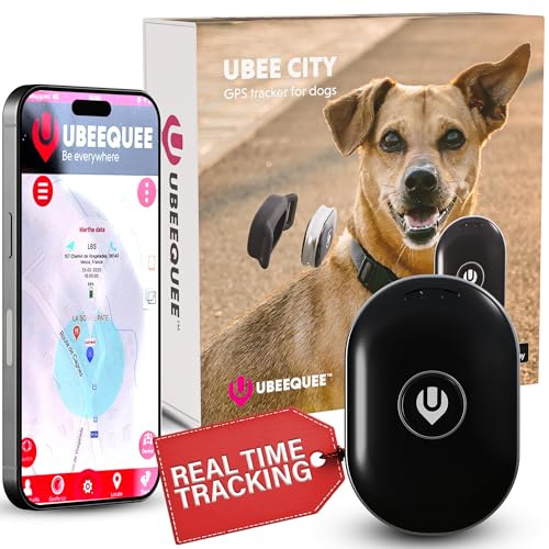 UBEE CITY GPS Tracker for Small Dogs, Lightweight (23g) Pet GPS Dog Tracker with Unlimited Range - Waterproof Real Time Tracking Device with Free & Shareable App - Flexible Subscriptions, EU Coverage