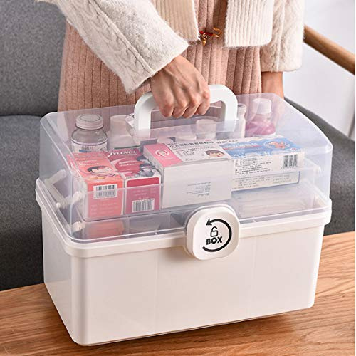 Dittzz Caja de Medicinas, 3 Niveles, Plegable, Multifuncional, Blanco, 34 x 19 x 22.5 cm