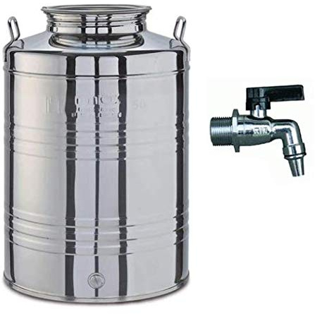 PEBSHOP Contenitore Bidone Fusto per Olio ed Alimenti in Acciaio Inox (Modello LT. 10)