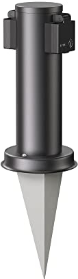 ledscom.de Colonna di presa da giardino PORU con picchetto di terra per esterno, 2 volte, acciaio inossidabile, nero, rotondo, 27cm