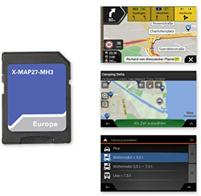 XZENT X-MAP27-MH3: MicroSD-Karte mit Reisemobil-Navigation für XZENT Geräte | Navisoftware für XZENT X-427, X-F275 und X-F285, mit Europakarten, Camping-POIs, 3 Jahre kostenfreie Kartenupdates