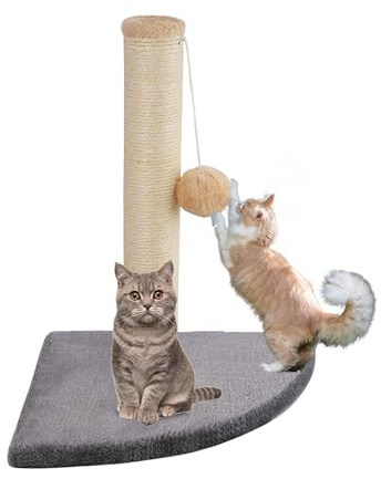 ALAYSTAR Robust Cat Pet Corner Sisal Design Scratching Pole Post Toy – Climbing Activity Centre for Cat Kitten with Hanging Ball