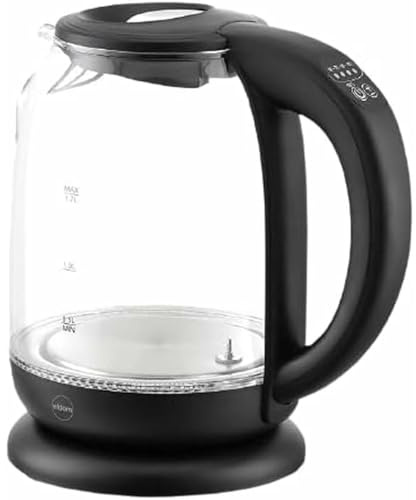 eldom C510c Glas Wasserkocher mit Temperatureinstellung (40°C-100°C) | 1,7 Liter Kapazität | Warmhaltefunktion | Teekocher mit 2000W Leistung und LED Beleuchtung | 360°-Sockel | Kalkfilter | Schwarz