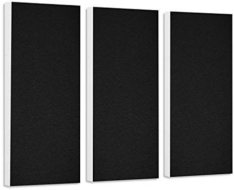 platino24 Schallabsorber COLORE aus Basotec G+ I Akustikpaneele mit Akustikfilz I 3 Wand-Paneele in Schwarz I Akustikplatten zur Schalldämmung in Büro, Studio & Wohnung