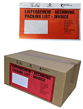 100er Pack Lieferscheintaschen Begleitpapiertaschen Dokumententaschen DIN LANG rot mit Fenster