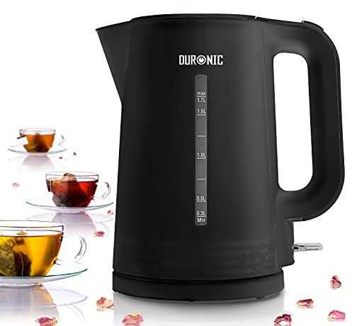 Duronic Electric Kettle EK17 Cordless Kettles Hot Water Boiler Electrical Heating with Fast Boil Dry Protection Quiet Electronic Kitchen Kettle for Boiling Water Tea Coffee Hot Chocolate Soup, Black