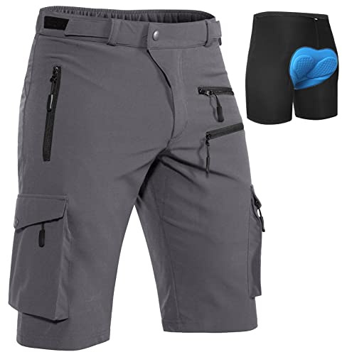 Hiauspor Pantaloni MTB da Uomo Corti da Mountain Bike Pantaloni da Ciclismo Imbottiti Corti