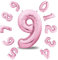 envami® Globos de Cumpleãnos 9-101 CM Globo 9 Años - Globo Numero 9 - Decoracion 9 Cumpleaños Niñas - Globos Numeros Gigantes para Fiestas - Vuelan con Helio, Rosas