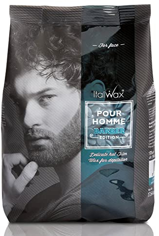 Italwax Pour Homme Barber Edition - 500g - Cera elástica en perlas para depilaciòn sin bandas- Especial para depilación masculina - Fórmula natural para todo tipo de piel - Especial para barberos