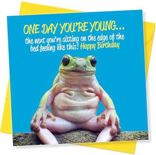 Punkcards Lustige Geburtstagskarte für Männer – One Day You're Young – Geburtstagskarte für beste Freundin – Geburtstagskarte für Freunde und Frauen – Frosch-Geburtstagskarte
