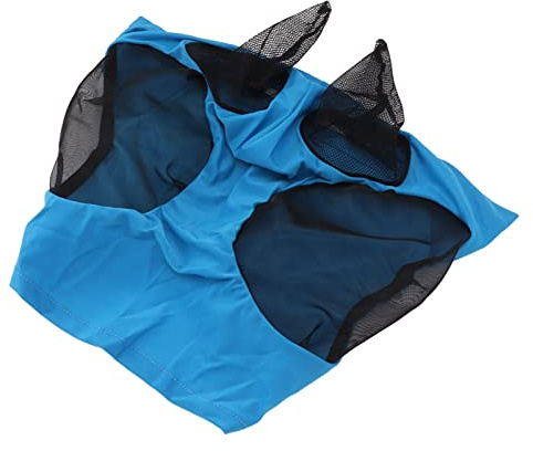 Naroote Máscara Antimoscas de Malla para Caballos, Máscara Antimosquitos Transpirable, Protección Auditiva para Granero (Azul)