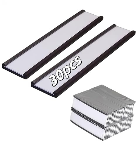 Loopunk Magnetische Etikettenhalter mit Schutzfolien aus Kunststoff, transparent, für Metallregal, magnetische Etiketten und Etiketten (7,6 x 2,5 cm), 30 Stück