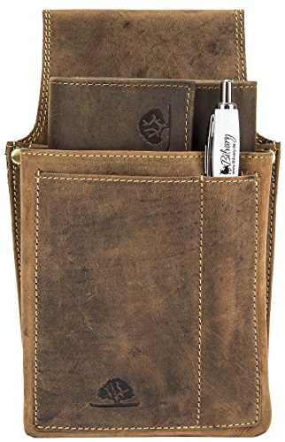 Greenburry Vintage Leder Kellnerbörse + Holster Set 1785 + 1786A, Farbe:Braun