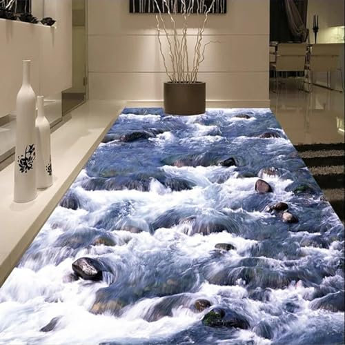 Bodendekorationsposter Fluss-Wasserfall-Naturlandschaft-Tapete 3D-Bodenwandbild, 200 * 140 cm Bodenfliesen Aufkleber Wohnzimmer Studie Bodenbelag Tapete, Epoxidharz