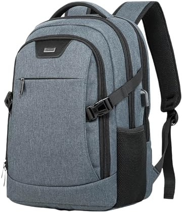 FANDARE Unisex Laptop Business Backpack Men Work Bag Women Slim Backpack with USB Charging Port Travel Daypack College School Rucksack Work for Men fits 15.6 Inch Notebook Light Gray
