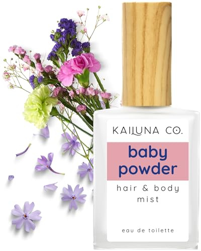 Kailuna Co. Baby Powder Natural Hair & Body Mist Spray, Pure Essential and Fragrance Oils, Alcohol-Free, Handmade in California, 0.5Fl Oz