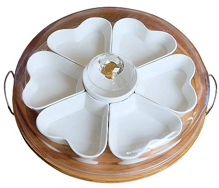 LXYDPZ Vorspeisen-Serviertablett mit Halter und Deckel, Geteilte Keramik-Servierplatte mit Essensspießen, Relish-Tablett für Chips und Dip, Gemüse, Süßigkeiten und Snacks, Partys Y (Y)