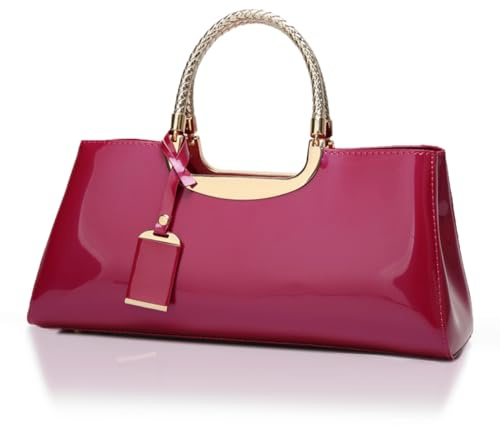 2XK-NOV Sac a Main Femme Bandoulière ete Sacs Bandoulière Elegant Sacs à Main Portés épaule Taille Moyenne Sac Fourre Tout Cuir PU Pour de Plage, Travail, Datation,Rose Rouge