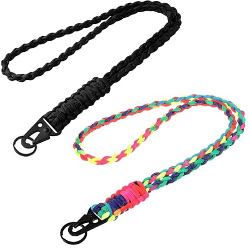 GGTTNRT 2 Stück Lanyard Schlüsselband Umhängeband Schlüsselband Lang mit Metall Ring Paracord Schlüsselanhänger, für Schlüssel Ausweis Handy Kamera