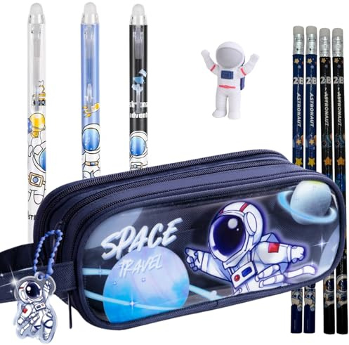FAMU Land Astuccio scolastico 3 scomparti grande con penne cancellabili matite e materiale beauty case per scuola bambino e ragazza. Custodie scolastiche con cancelleria. Penna Case Eraser Pen,