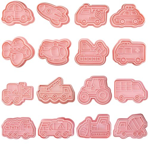 Stampi Per Temi Di Trasporto Da 16 Pezzi, Stampi Creativi Per Cartoni Animati, Stampi Per Biscotti Divertenti, Strumenti Per La Cottura, Utensili Da Cucina