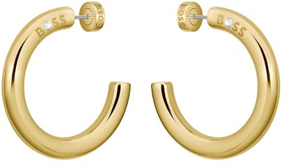BOSS Jewelry Gliederhalskette, Gliederarmband oder Creolen für Damen Kollektion LIVE STATEMENT aus Edelstahl mit Gelbgoldbeschichtung