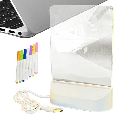 Tableau d'affichage LED coloré, tableau d'affichage en acrylique lumineux, tableau d'affichage lumineux en acrylique de 5 x 6,7 pouces, tableau effaçable et réinscriptible avec 7 stylos