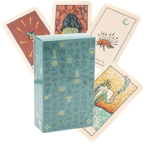 zwxqe Oracle Cards, Tarot de glifos Verdes, mazo de adivinación mística, Juego de adivinación esotérica, versión en inglés, Ilustraciones simbólicas, Bruja y reuniones