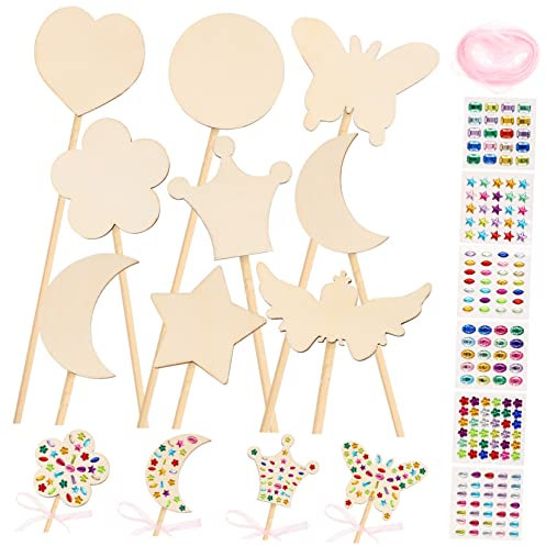 VANZACK 1Satz Kinderzauberstäbe Aus Holz Unfertige DIY Feenstäbe Für Kreative Mädels Für Kostümparty Bühnenbilder Und Kindergeburtstag Bunten Strasssteinen