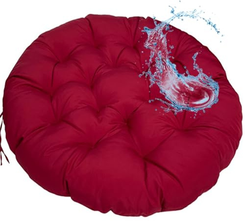 MSNCS Rundes Papasansessel Kissen Wasserdicht Sitzkissen Hängesessel Outdoor/Indoor Bodenkissen Kissen für Schwenksessel, Korbsessel Outdoor Gartenmöbel Sitzauflage Auflage(Burgundy,50x50cm)