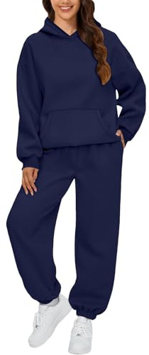 Angxiwan Jogginganzug Damen Trainingsanzug Set Sportanzug 2 Teilig Hosenanzug Sportlich Hoodie und Hose Langarm Hausanzug Loungewear Sets Kuschelig Tracksuit Sportoutfit Sweatshirt