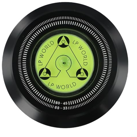 HomeVortex Estabilizador de discos LP de aluminio con alto nivel de burbuja para tocadiscos de 60 Hz, control de velocidad, disco de vinilo, abrazadera de peso, reproductor de grabación, negro, plata