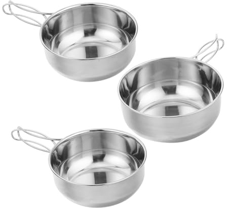 Didiseaon Stainless Steel Camping Bowl Foldable Handle Outdoor Hiking Cook Pot Large Small Multifunctional Portable Tableware for Backpacking Picnic Barbecue