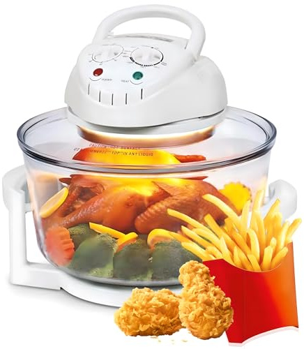 Friggitrice ad aria alogena da 12 litri, forno da banco multiuso da 1300 W con controllo della temperatura e timer, forno tostapane combinato con friggitrice ad aria, elettrodomestico elettrico multi