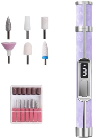 Yumneo Kit de taladro eléctrico de uñas – Lima de pulido de uñas de 3 velocidades, taladro de uñas portátil removedor de callos para uñas gruesas de los pies, mujeres, hombres, principiantes, salón